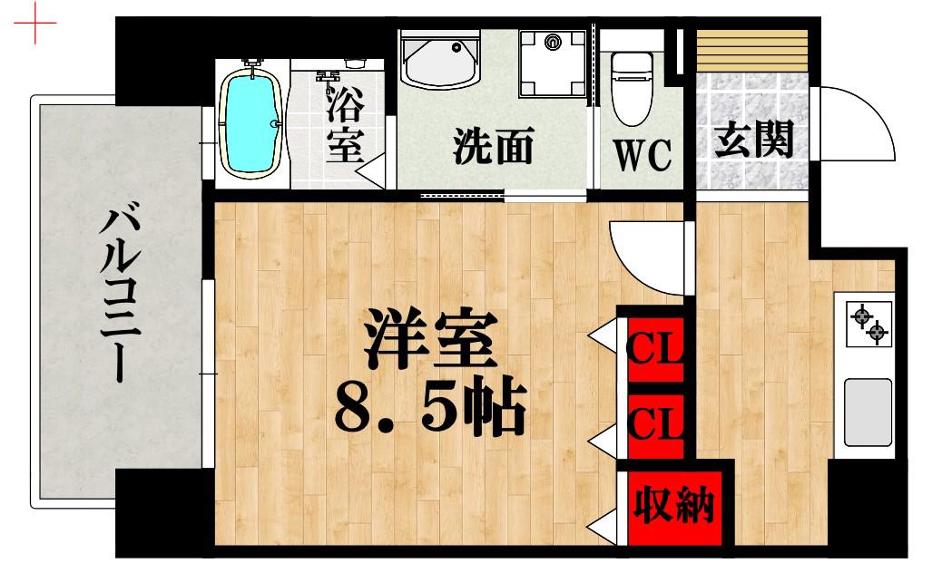 アーバネックス南堀江(1K/3階)の間取り写真
