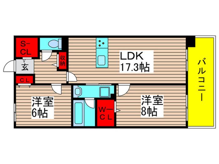 ロイヤルパークス梅島(2LDK/2階)の間取り写真