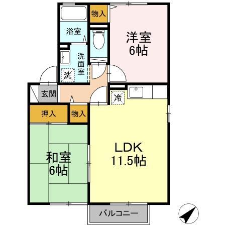 セジュールひかり(2LDK/2階)の間取り写真