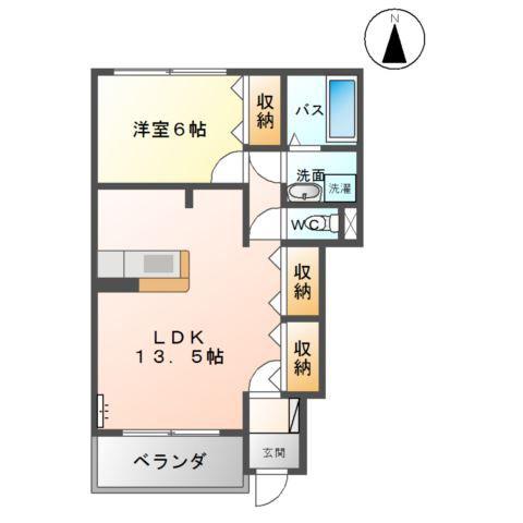 クラシス新白河(1LDK/1階)の間取り写真