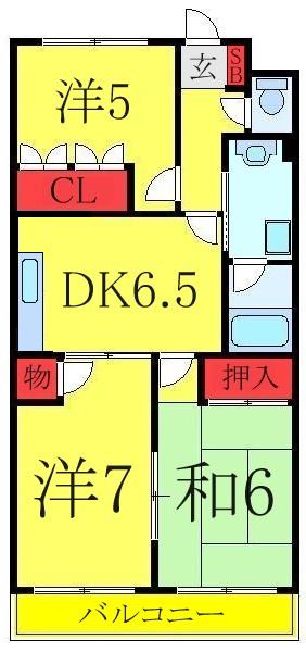 IWAI MANSION(3DK/2階)の間取り写真