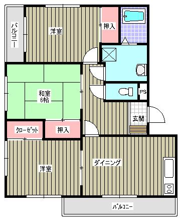 ビューシティ上柴B(3DK/3階)の間取り写真