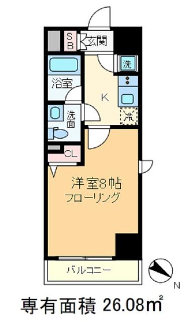 メイクスデザイン王子(1K/5階)の間取り写真