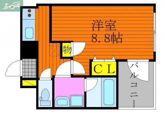 THE MODERN 奉還町(1K/8階)の間取り写真