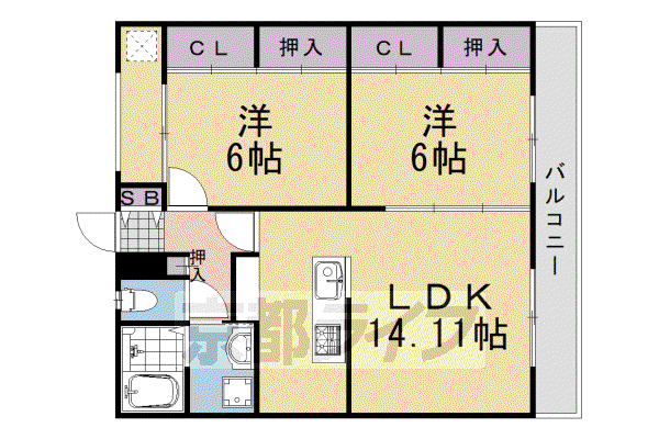 プリマヴェーラI(2LDK/1階)の間取り写真