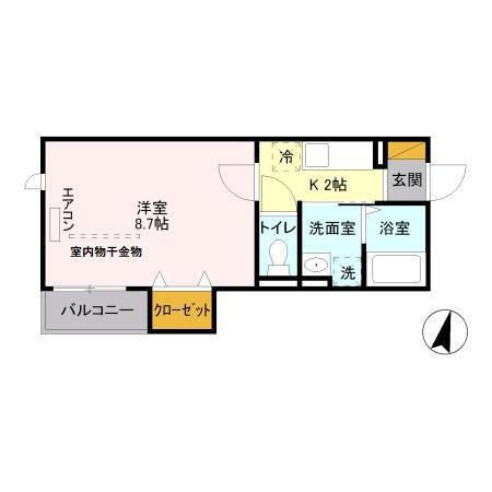 ＪＲ埼京線 与野本町駅 徒歩8分 3階建 築14年(1K/3階)の間取り写真
