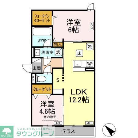 セレスティア新宿(2LDK/1階)の間取り写真