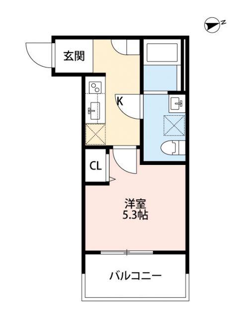 ワイズ七瀬川(1K/1階)の間取り写真