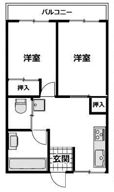 ダイアパレス鶯谷(2DK/4階)の間取り写真