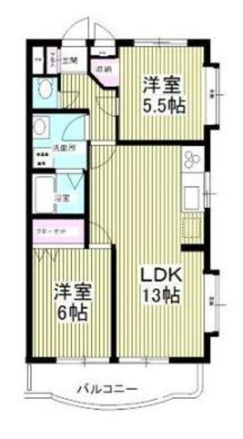 グレースマンション BELLE(2LDK/2階)の間取り写真