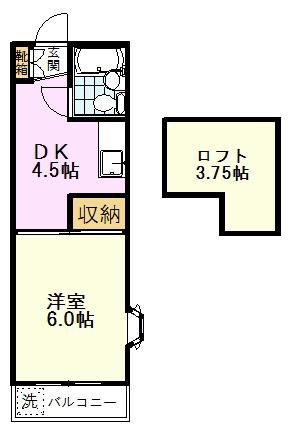 雅17ワイズ(1DK/2階)の間取り写真