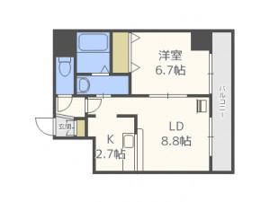 サンコート南6条壱番館(1LDK/4階)の間取り写真