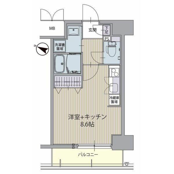 パルティール金山(ワンルーム/2階)の間取り写真