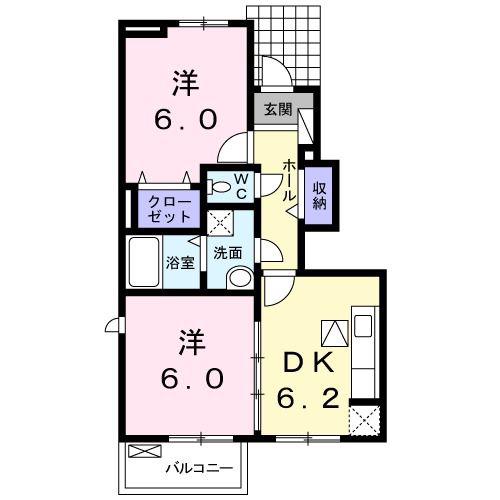 エクセルハウス下関 III(2DK/1階)の間取り写真