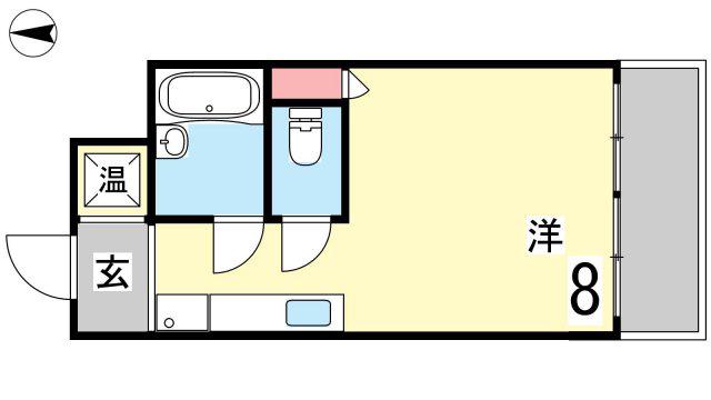 シャンブル岡本(ワンルーム/2階)の間取り写真