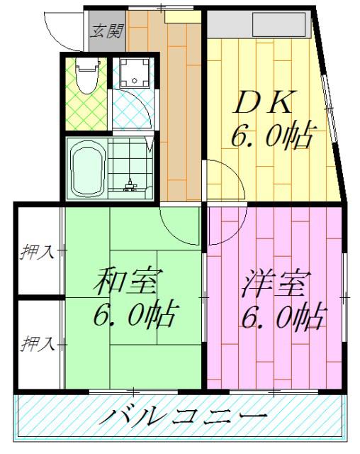 サンフラワー浦安(2DK/2階)の間取り写真