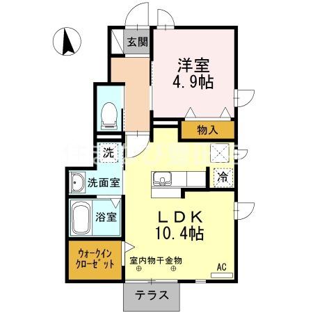 ボアソルテ平芝(1LDK/1階)の間取り写真