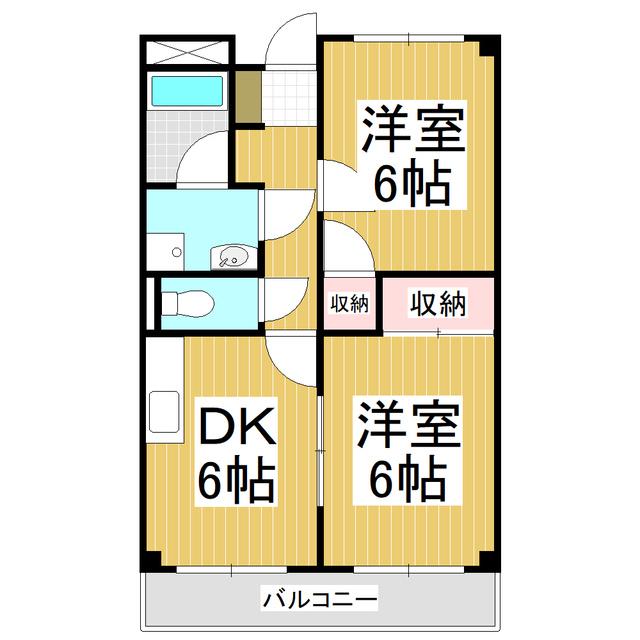 リンピアスパークル(2DK/1階)の間取り写真