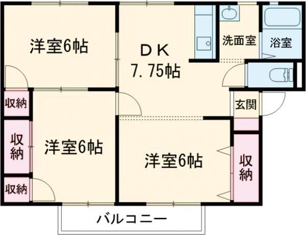 エミナース(3DK/1階)の間取り写真