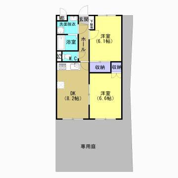 ウエスト HEIM(2DK/1階)の間取り写真