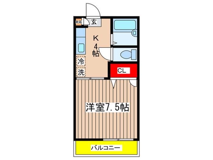 リバティハウスA(1K/2階)の間取り写真