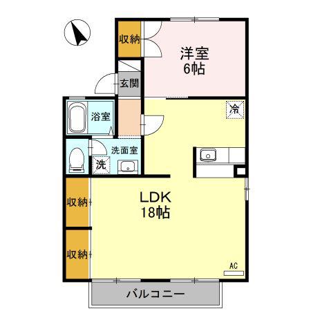 トップイン新庄A棟(1LDK/2階)の間取り写真