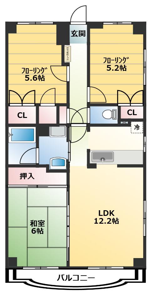 シャルマン2(3LDK/3階)の間取り写真