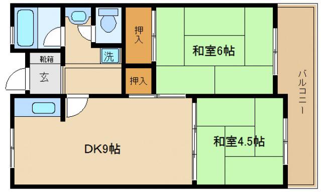 佐野湊団地 1号棟(2DK/12階)の間取り写真