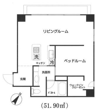 東麻布アパートメント(1LDK/9階)の間取り写真