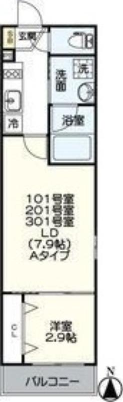ジュネス稲葉地町(1LDK/1階)の間取り写真