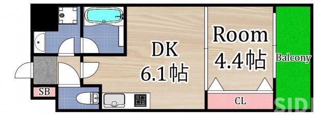 プレジオ都島(1DK/8階)の間取り写真