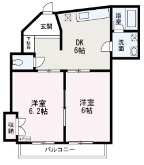 藤マンション(2DK/1階)の間取り写真