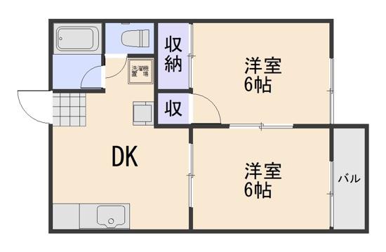 グリーンコート中島(2DK/2階)の間取り写真