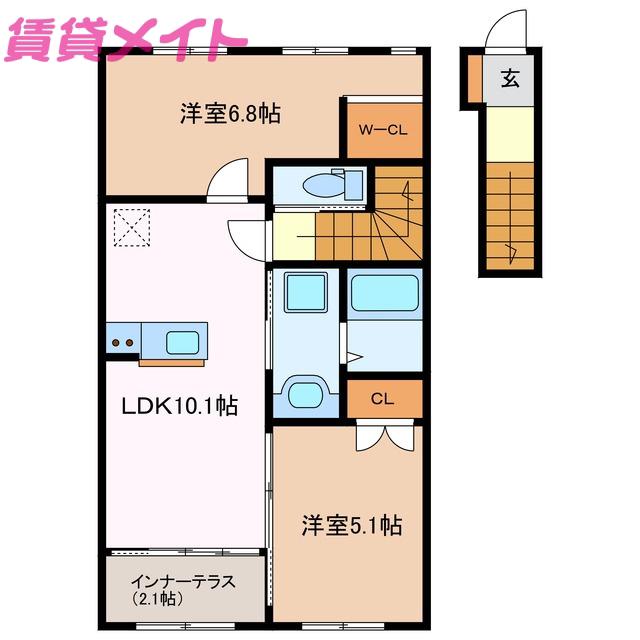 洸 II(2LDK/2階)の間取り写真