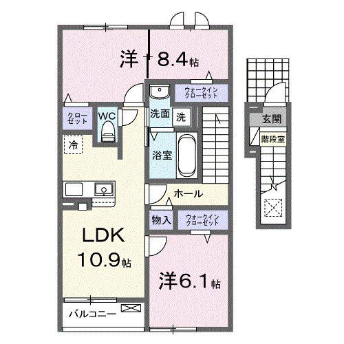CAMELLIA2(2LDK/2階)の間取り写真