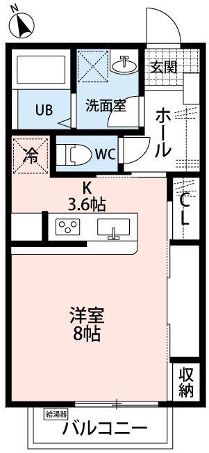 RASSURER(1K/1階)の間取り写真