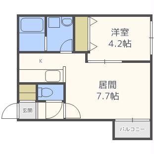 ルーチェ厚別(1LDK/4階)の間取り写真