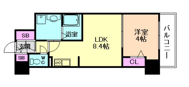 幸 COURT TSUKAMOTO(1LDK/4階)の間取り写真
