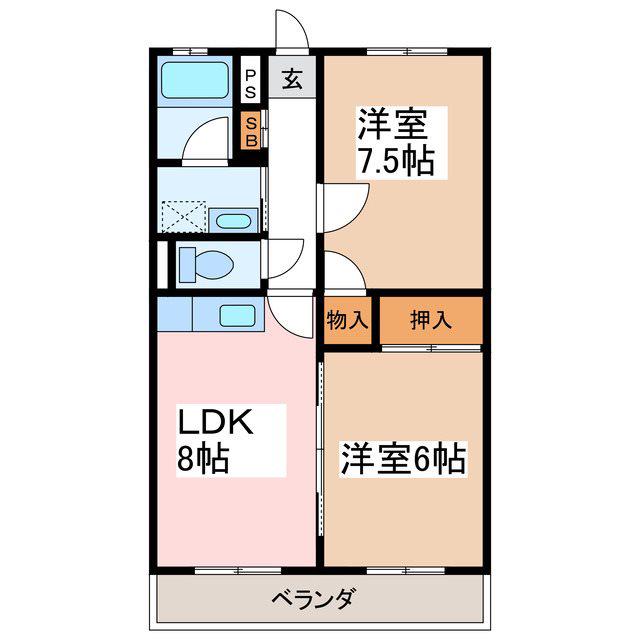 マンション太田I(2LDK/2階)の間取り写真
