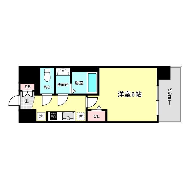 プレリス阿波座BLOOM(1K/2階)の間取り写真