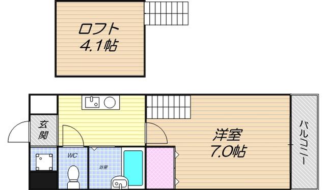 コスモコート大南(1K/4階)の間取り写真