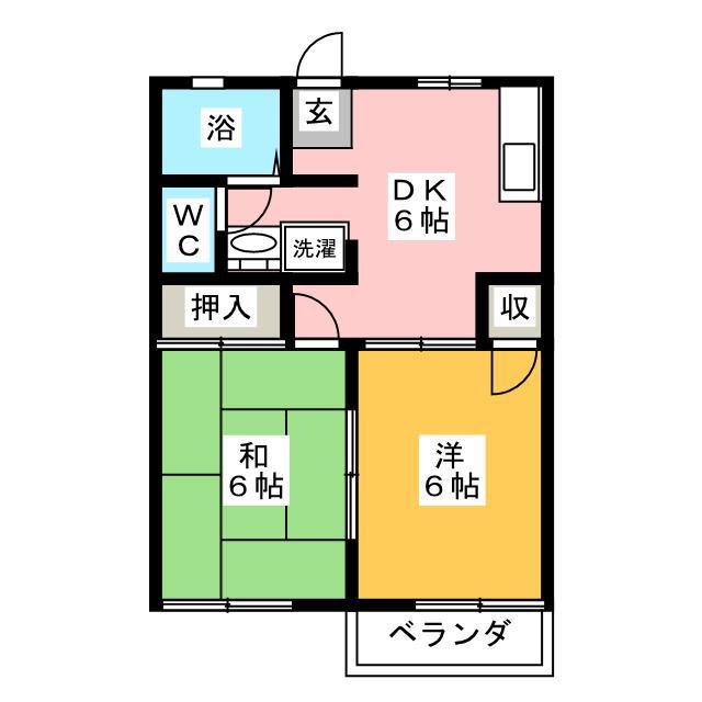 ヴァンクレール北村(2DK/2階)の間取り写真