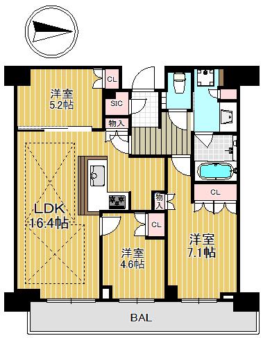 グランドメゾン新梅田タワー THE CLUB RESIDENCE(3LDK/29階)の間取り写真