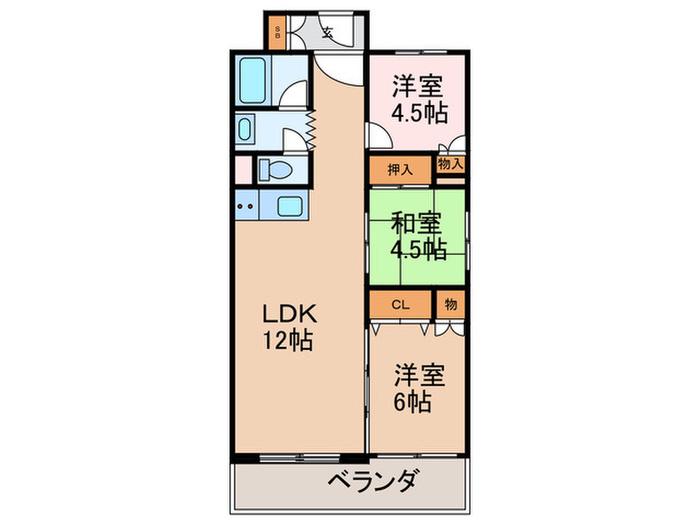 新北野第2コーポ(3LDK/13階)の間取り写真