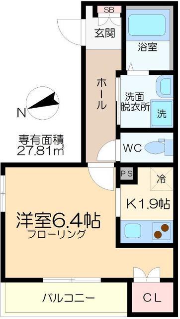 LARIVA 北千住(1K/4階)の間取り写真