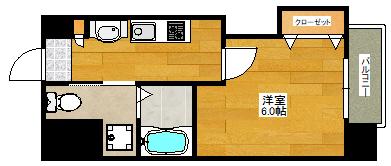 LUXE広芝(1K/6階)の間取り写真