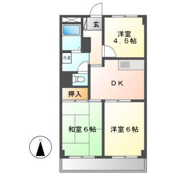 パープルエール(3DK/2階)の間取り写真