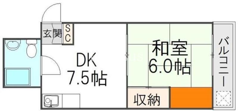 日の本ビル(1DK/8階)の間取り写真