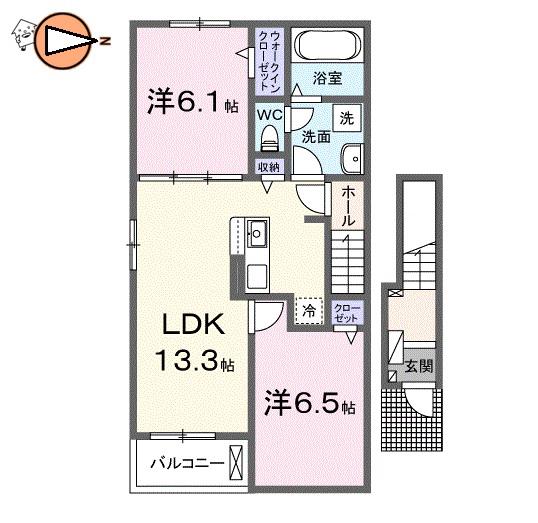 ハーベストヤヨイA(2LDK/2階)の間取り写真