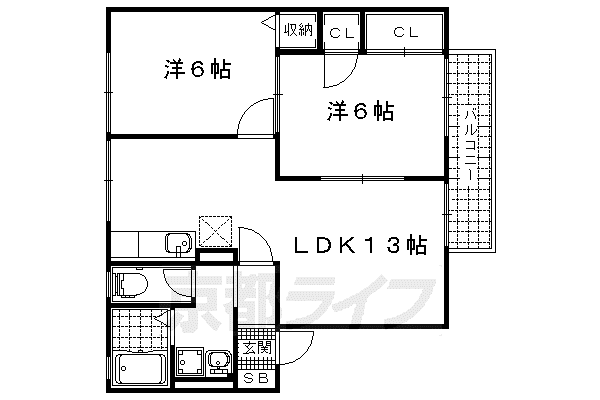 シェソワモリタ(2LDK/1階)の間取り写真
